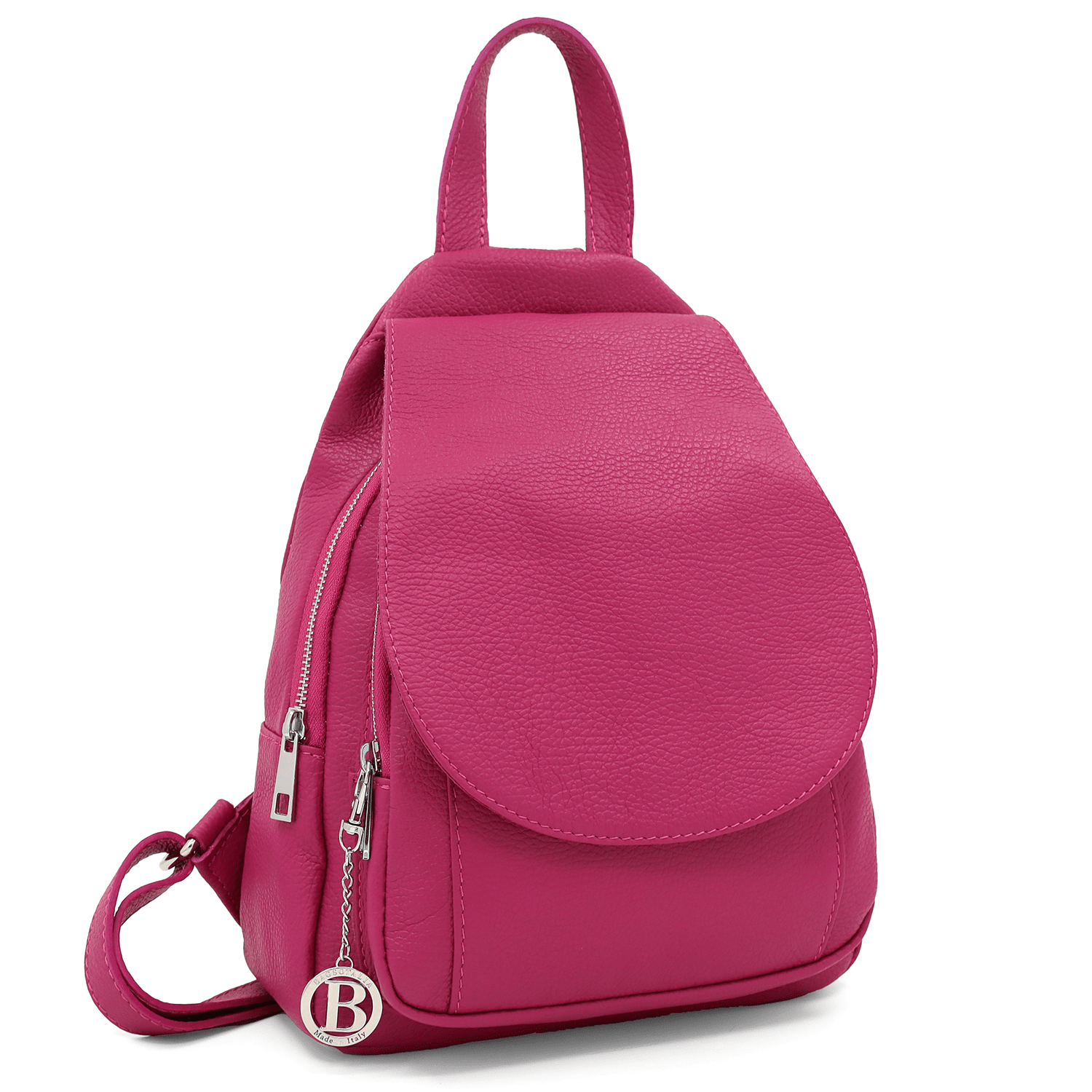 Női hátizsák természetes bőrből - fukszia