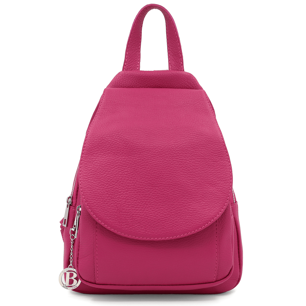 Női hátizsák természetes bőrből - fukszia