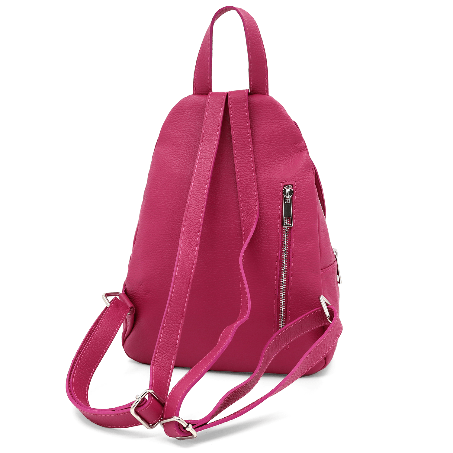 Női hátizsák természetes bőrből - fukszia