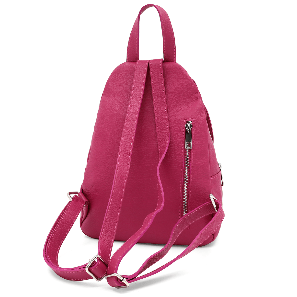 Női hátizsák természetes bőrből - fukszia