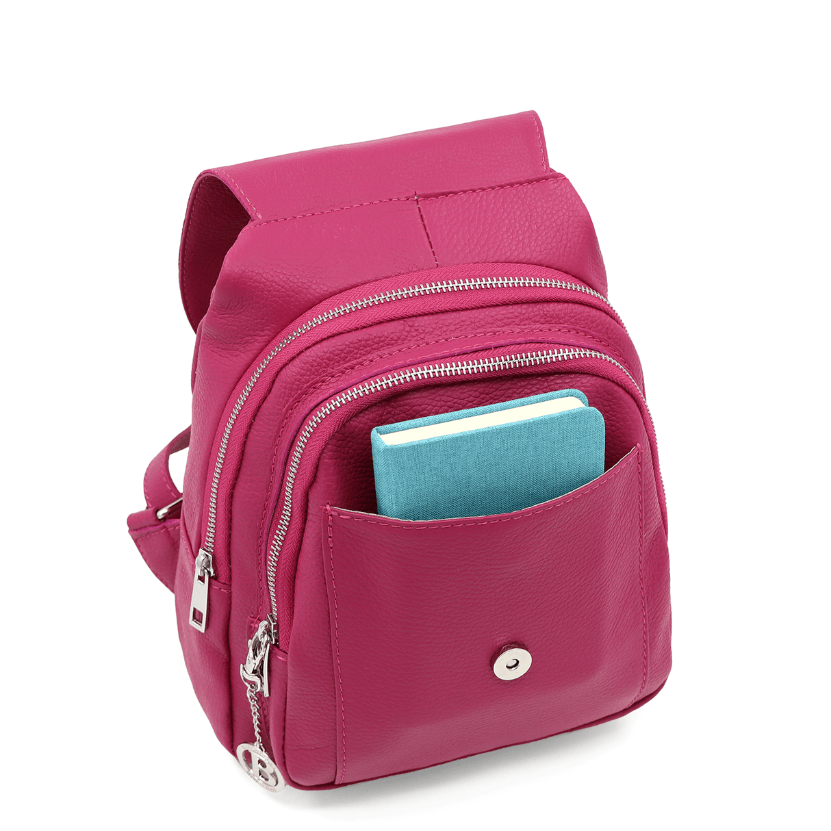 Női hátizsák természetes bőrből - fukszia