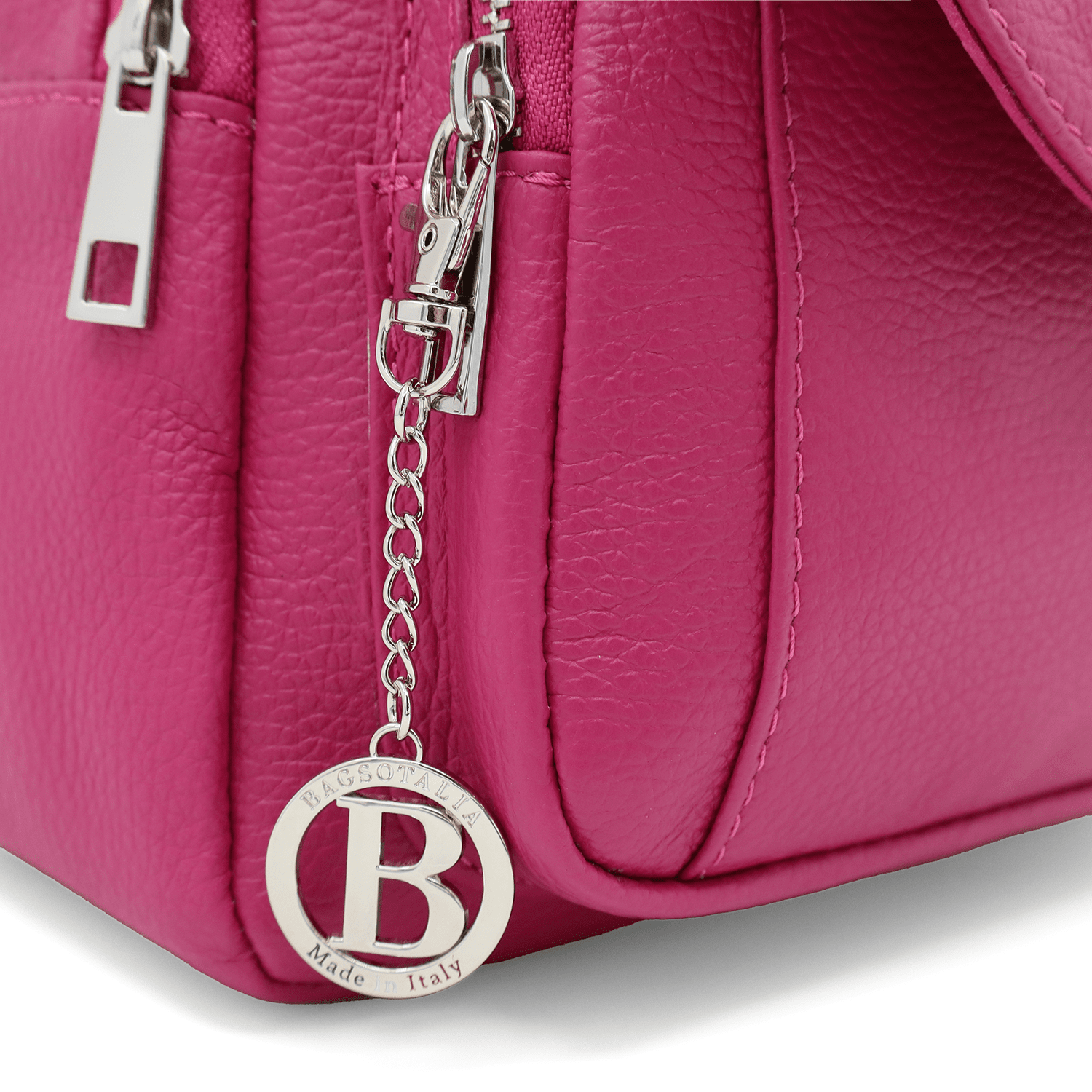 Női hátizsák természetes bőrből - fukszia