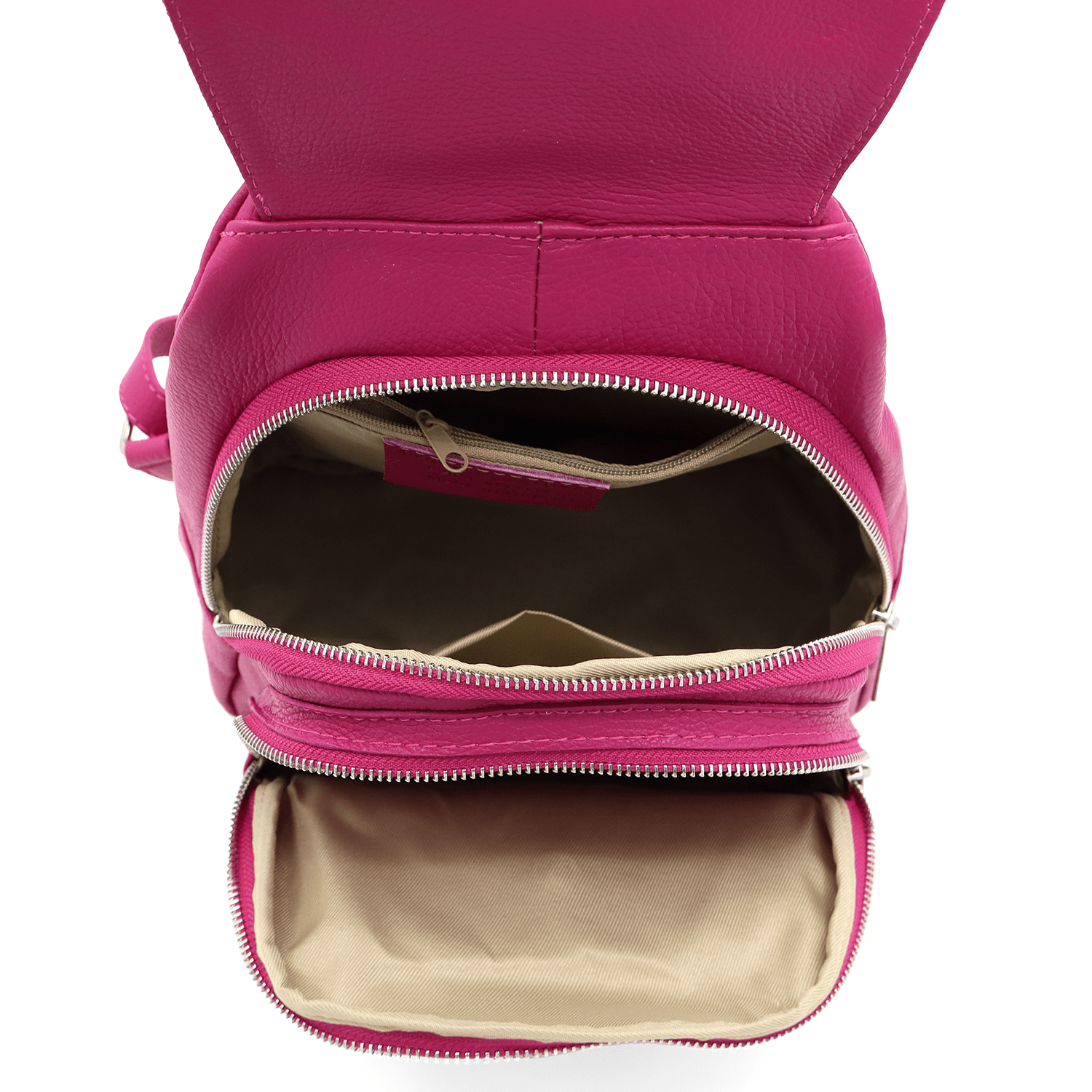 Női hátizsák természetes bőrből - fukszia