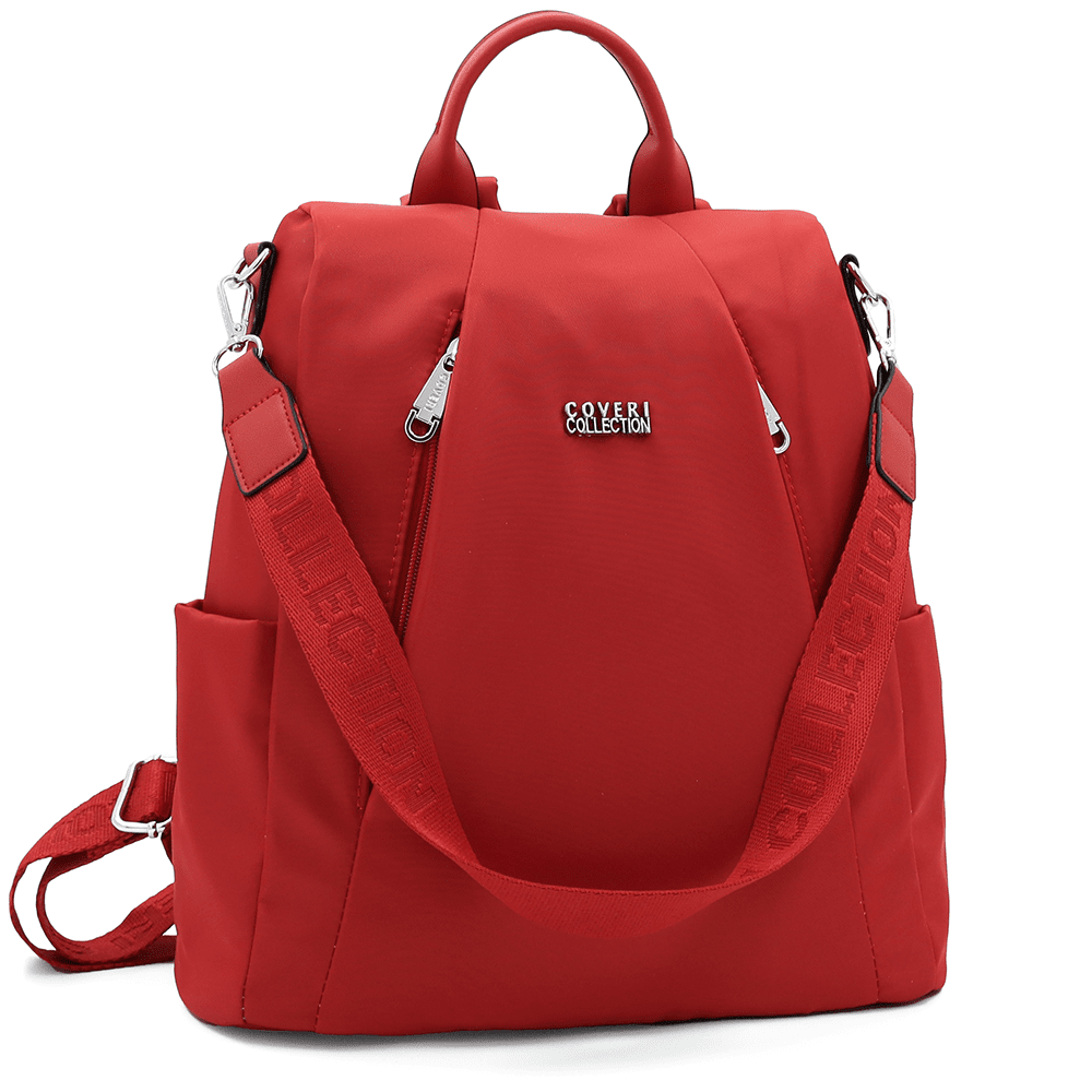 2 az 1-ben - Hátizsák és táska szövetből, titkos záródással, Lidia - piros