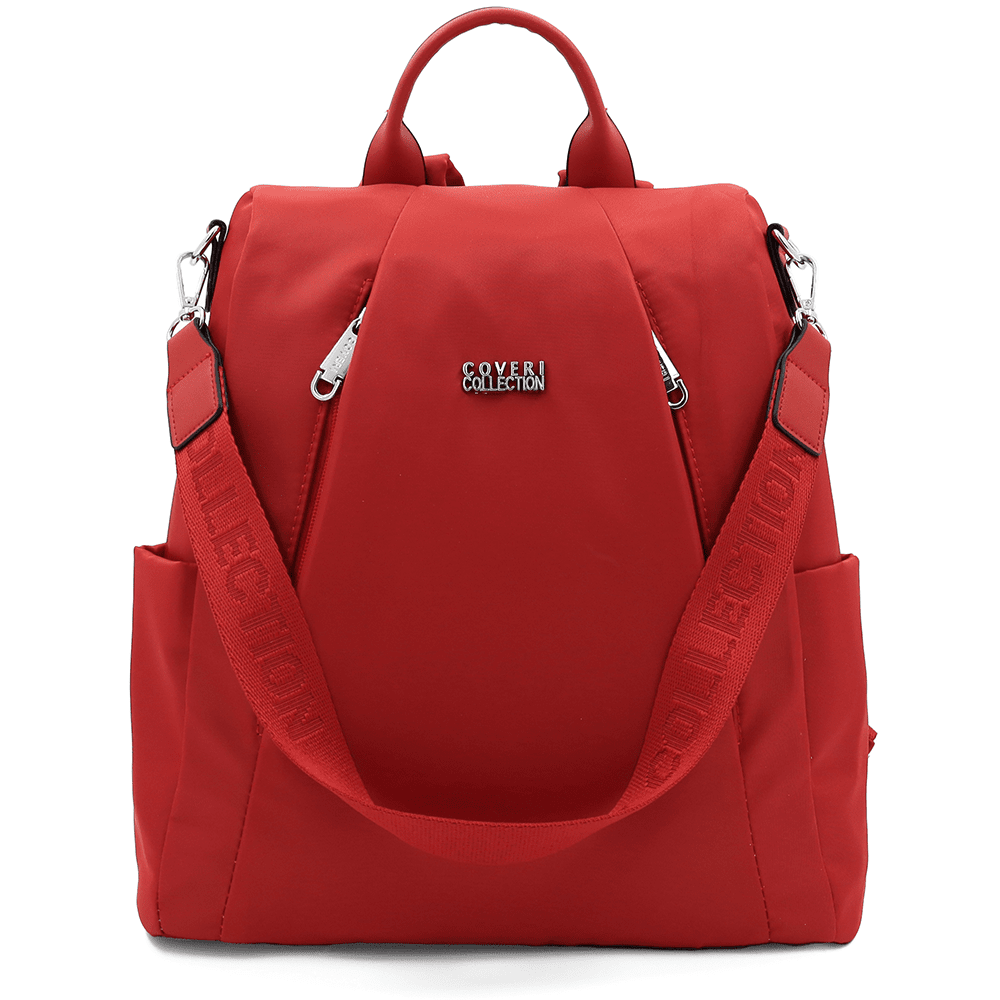 2 az 1-ben - Hátizsák és táska szövetből, titkos záródással, Lidia - piros