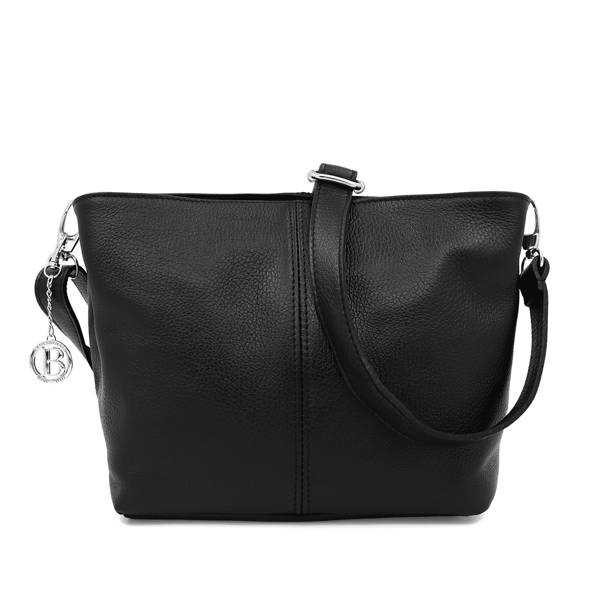 Női válltáska természetes bőrből - fekete