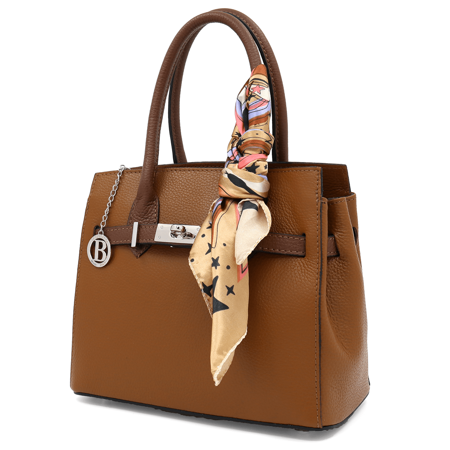 Luxus táska természetes bőrből - cseréptetű barna