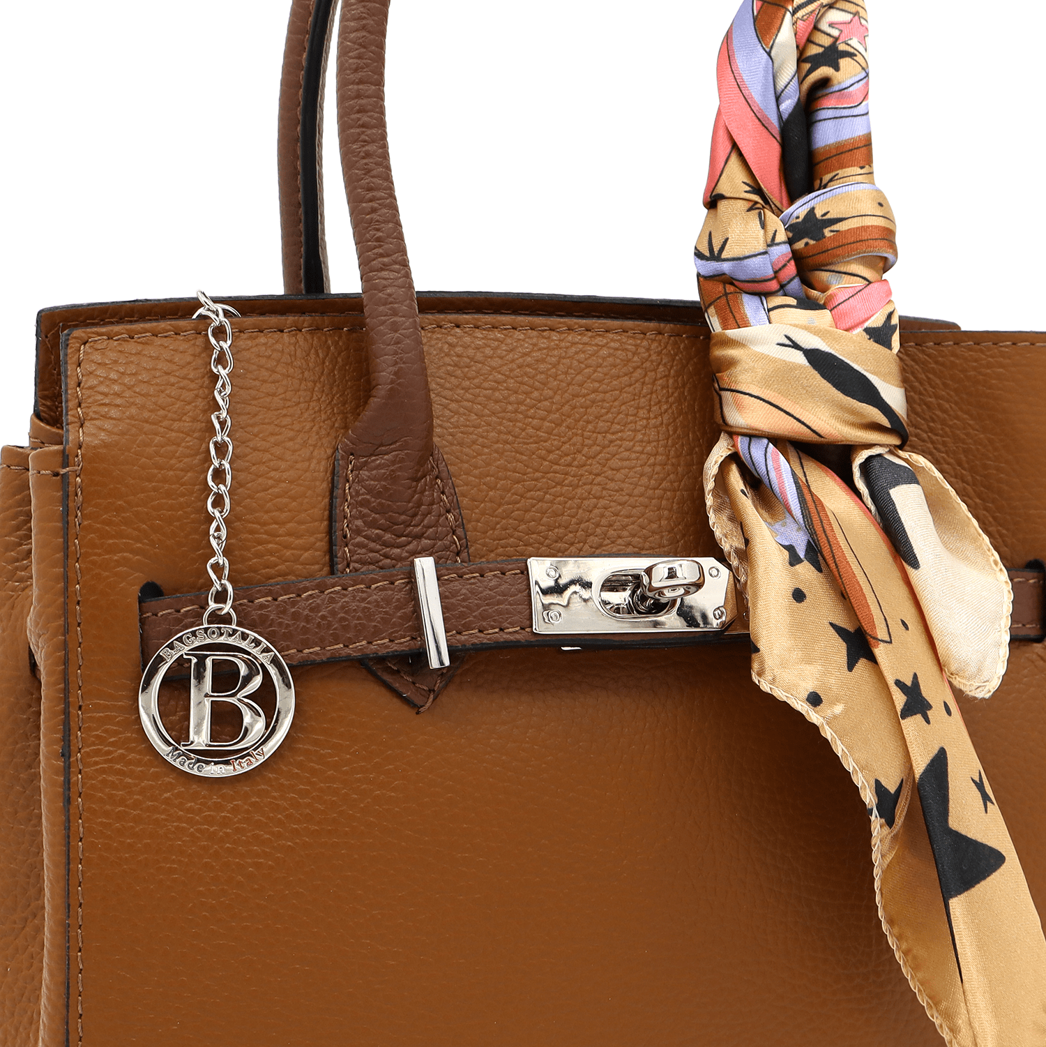 Luxus táska természetes bőrből - cseréptetű barna