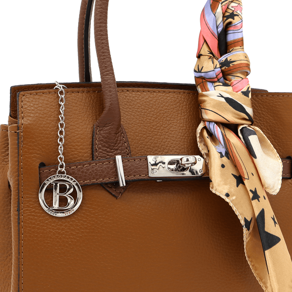 Luxus táska természetes bőrből - cseréptetű barna