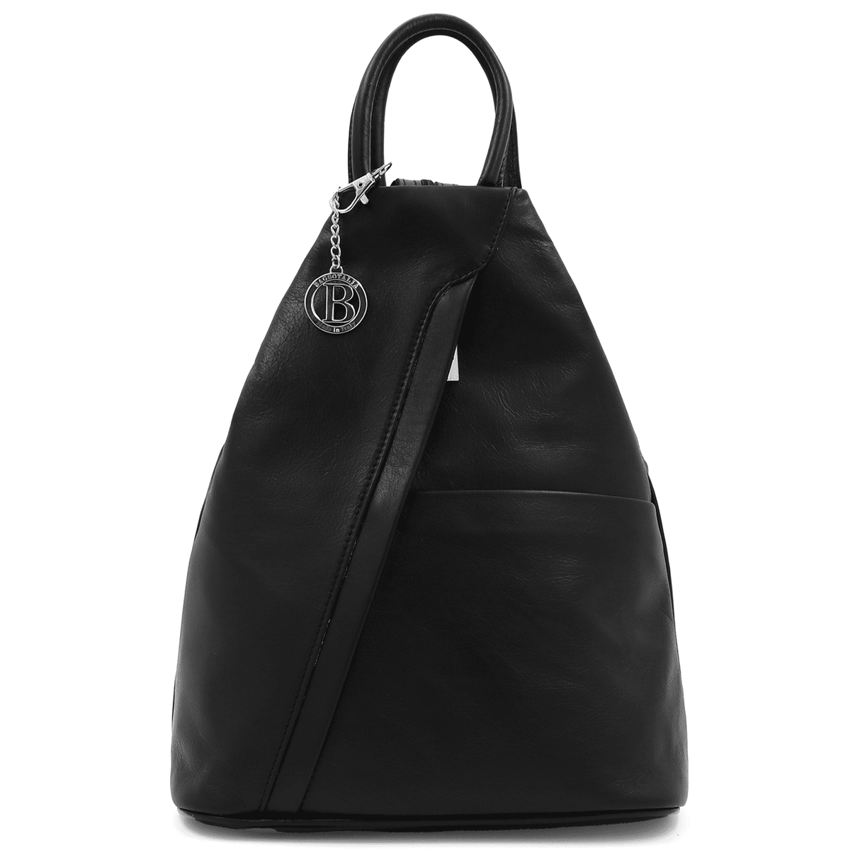 Női hátizsák természetes bőrből, titkos záródással Lia - fekete