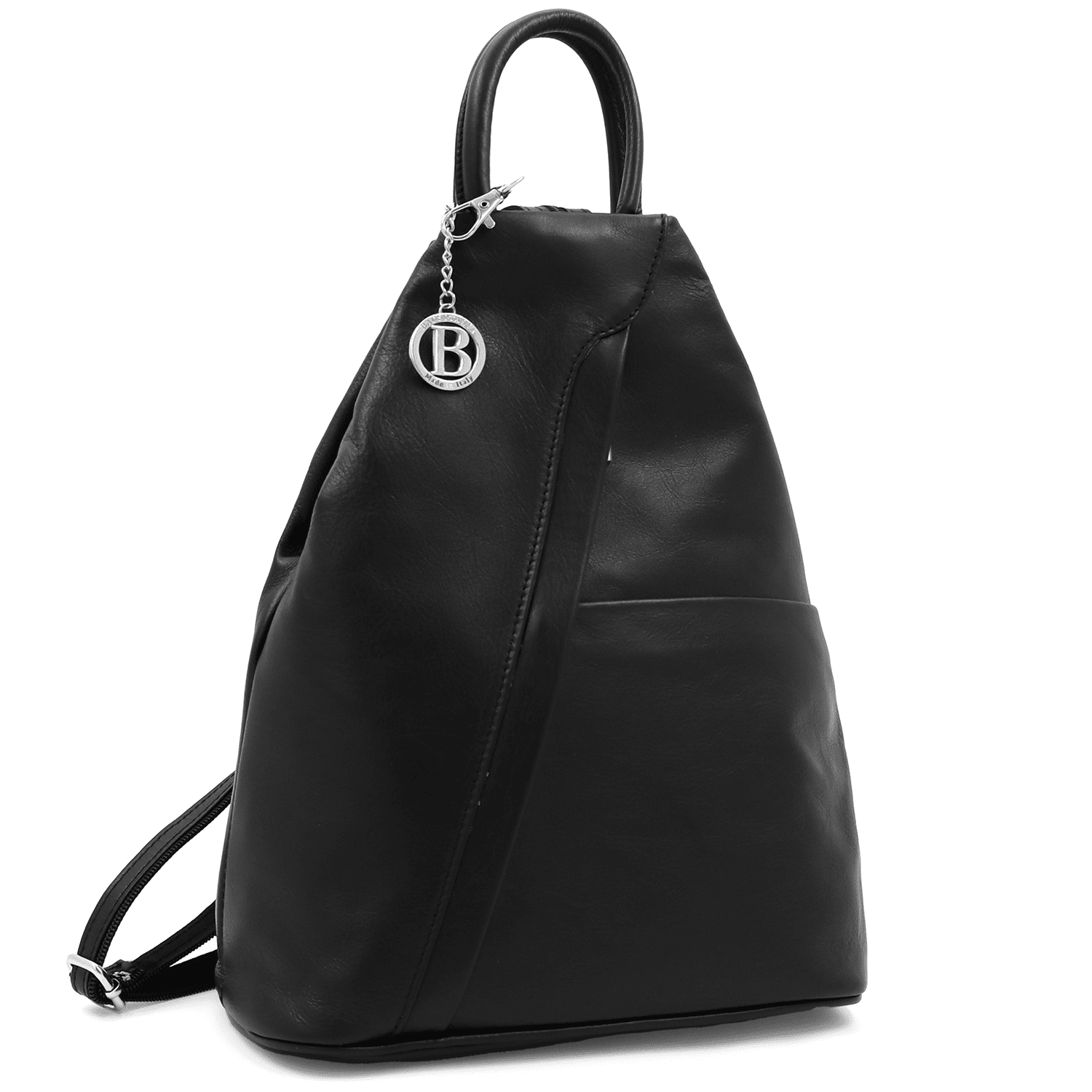 Női hátizsák természetes bőrből, titkos záródással Lia - fekete