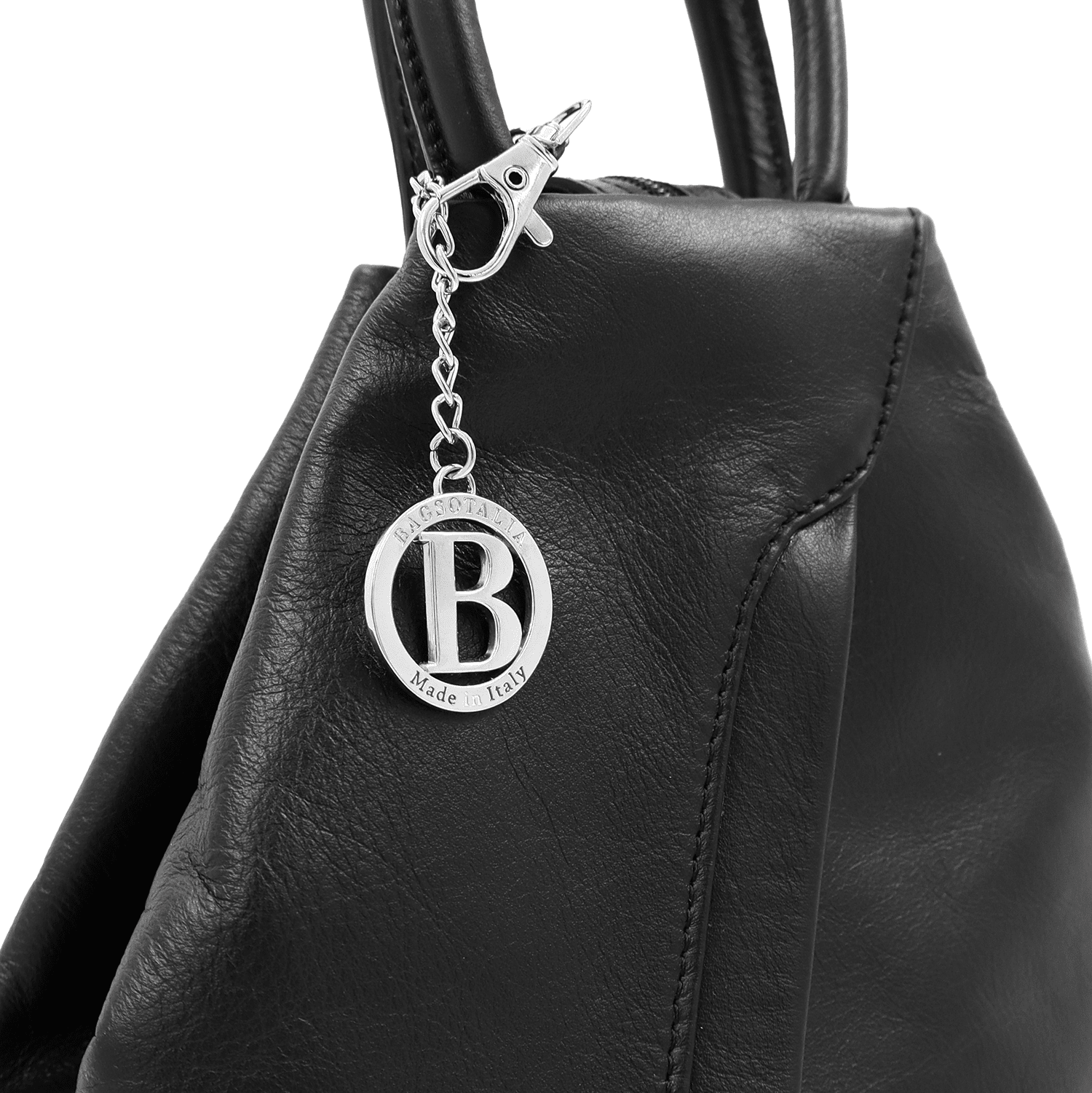 Női hátizsák természetes bőrből, titkos záródással Lia - fekete