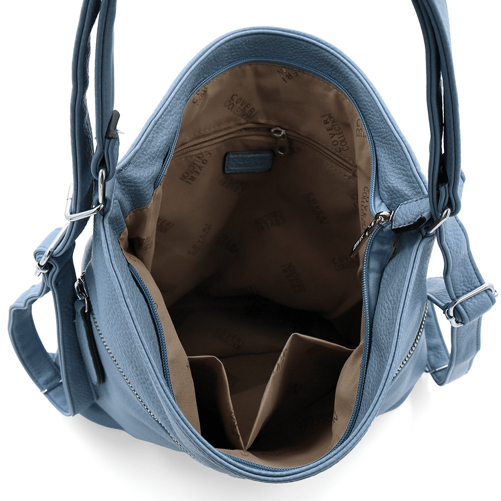 2 az 1-ben - Nagy táska és hátizsák, alkalmas mindennapi használatra - világoskék