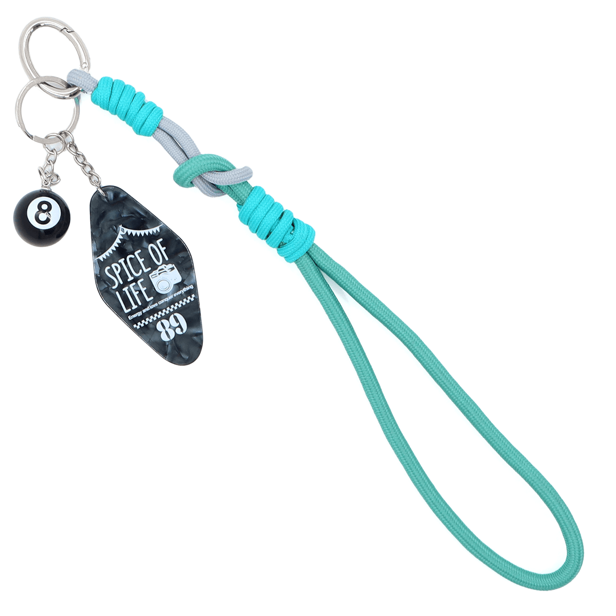 Kulcstartó nyolcas - türkiz/fekete