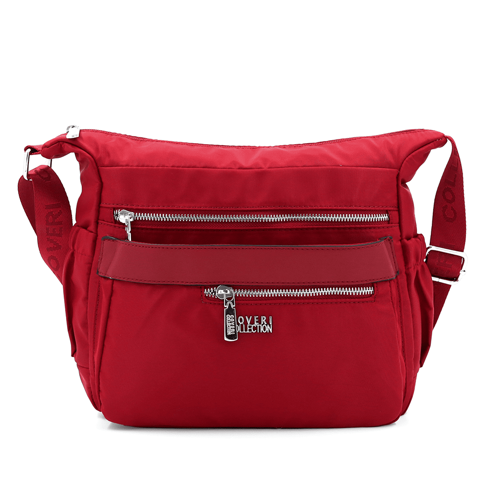 Női válltáska szövetből, sok zsebbel - piros