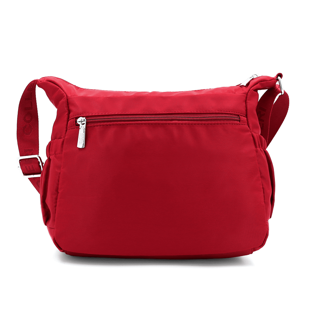 Női válltáska szövetből, sok zsebbel - piros