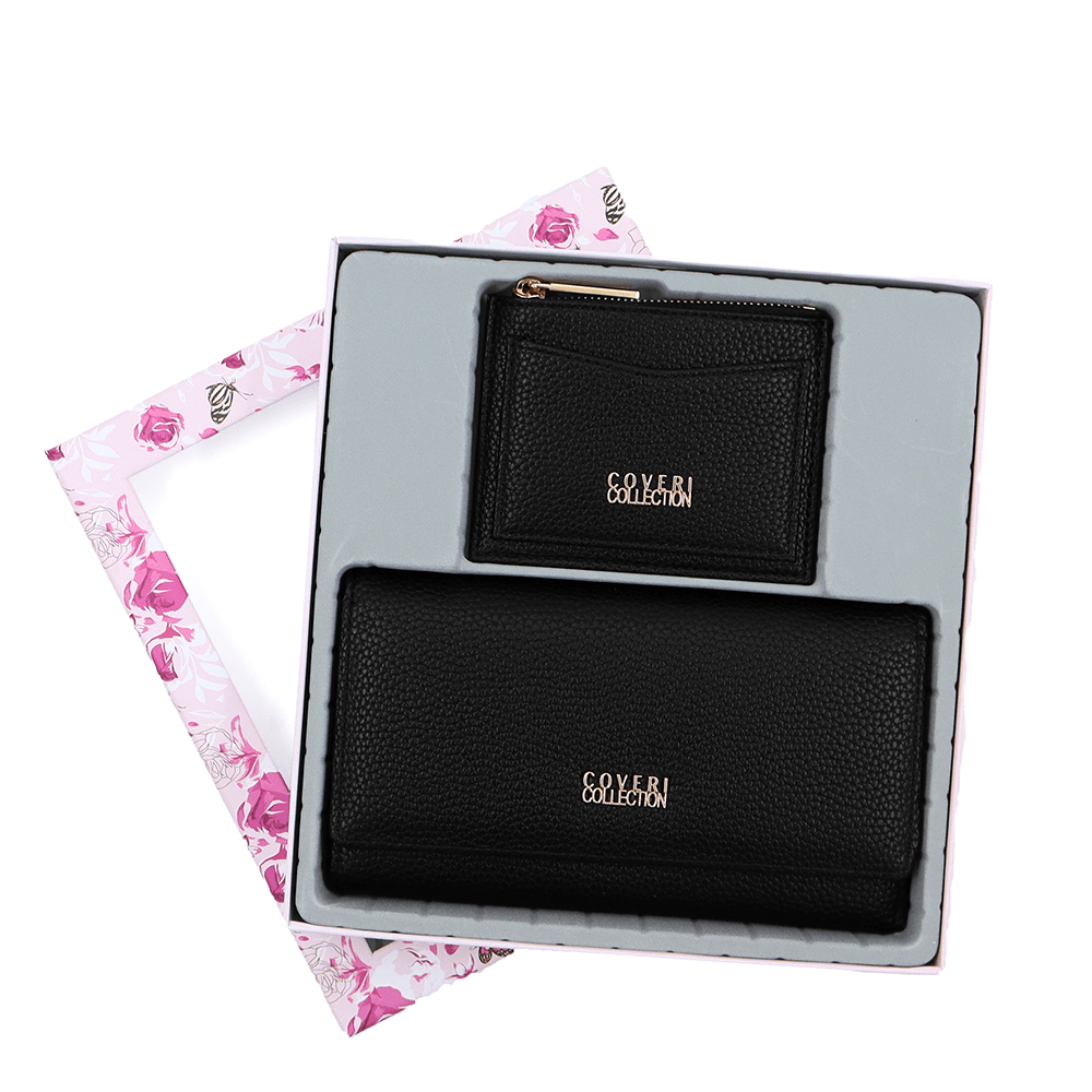 KÉSZLET női pénztárca és kártyatartó - fekete