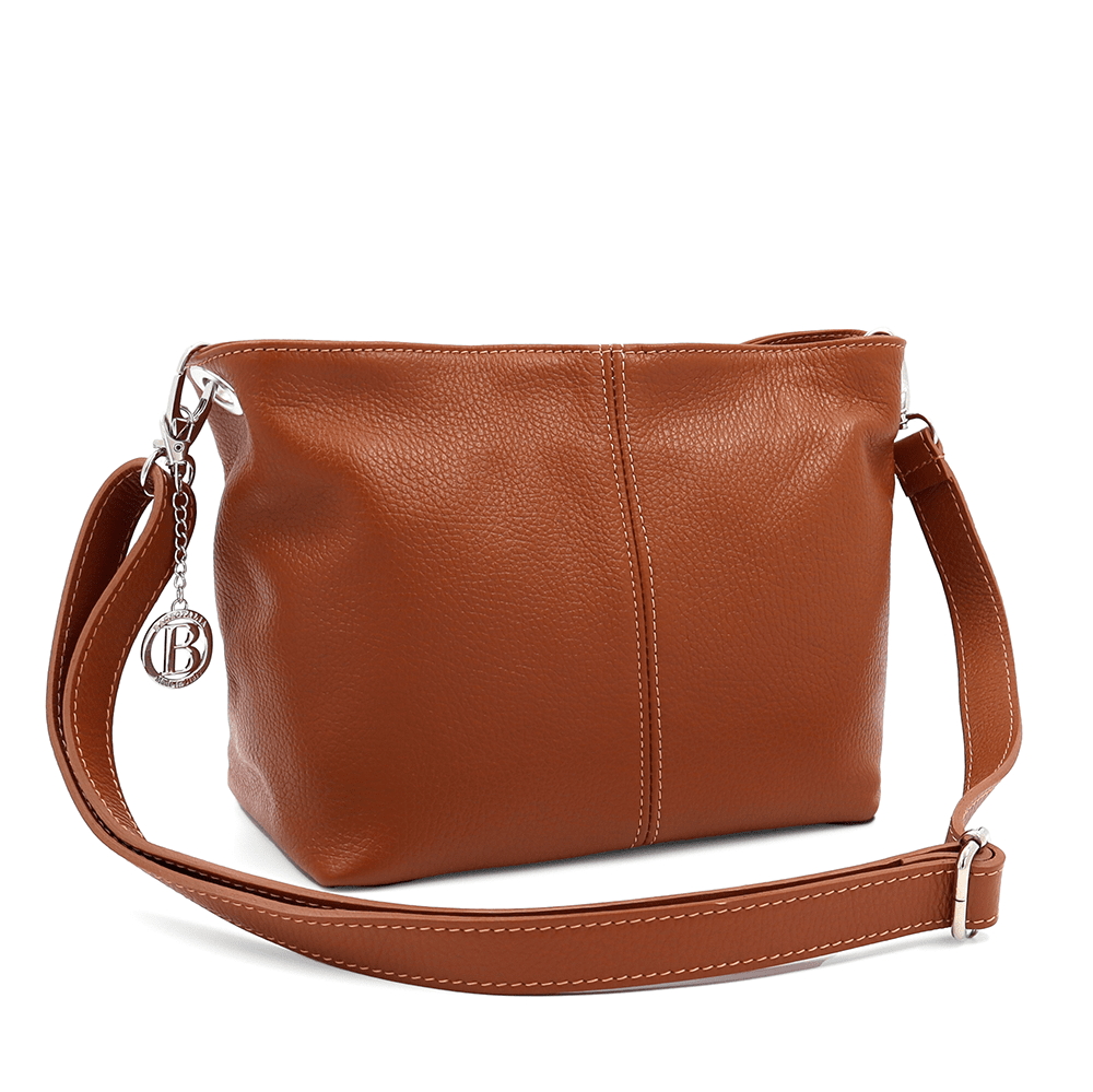 Női válltáska természetes bőrből - cseréptetű barna