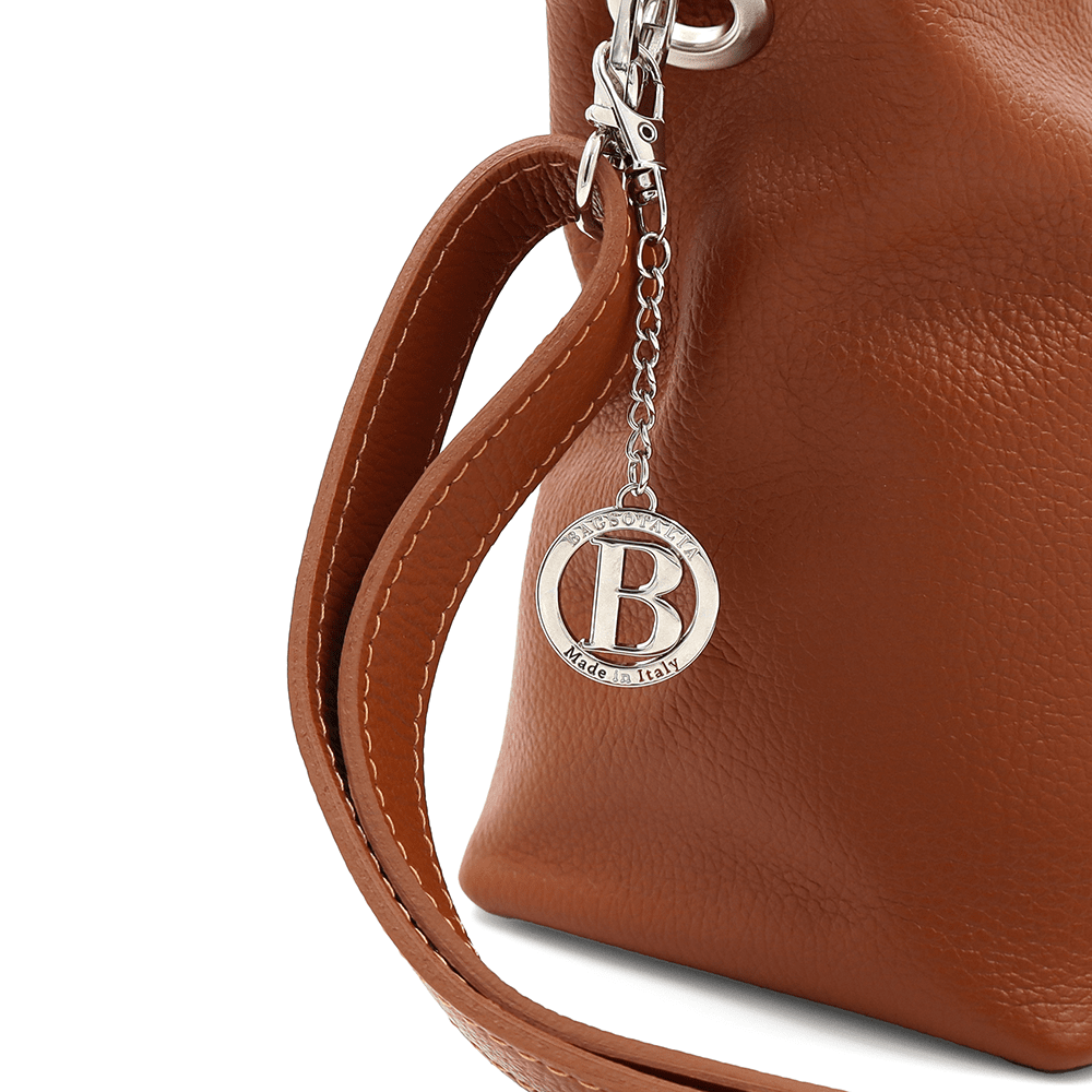 Női válltáska természetes bőrből - cseréptetű barna