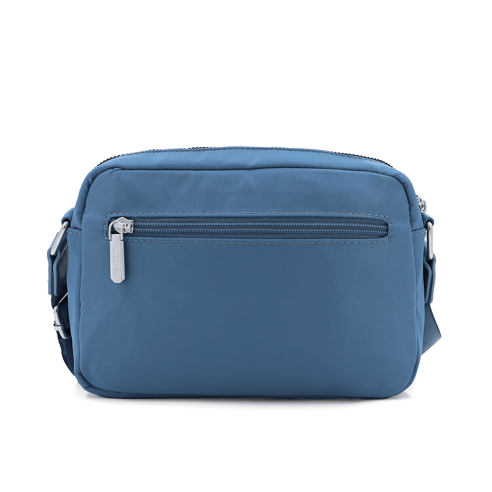 Női válltáska szövetből, lógó pénztárcával - kék