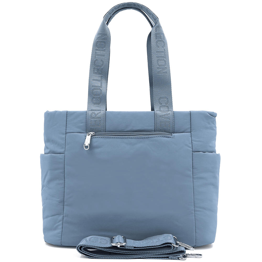 Nagy szövet táska függő pénztárcával - kék