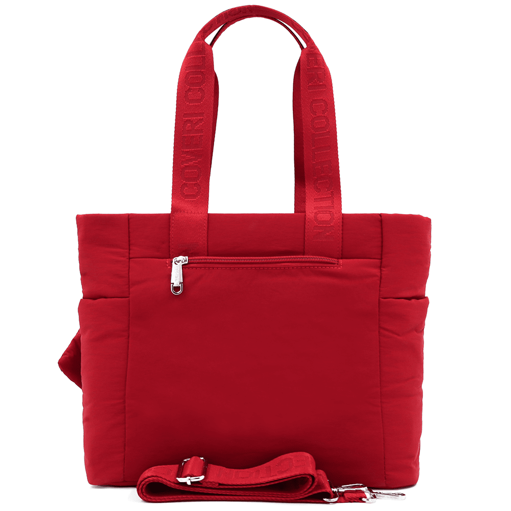 Nagy szövet táska függő pénztárcával - piros