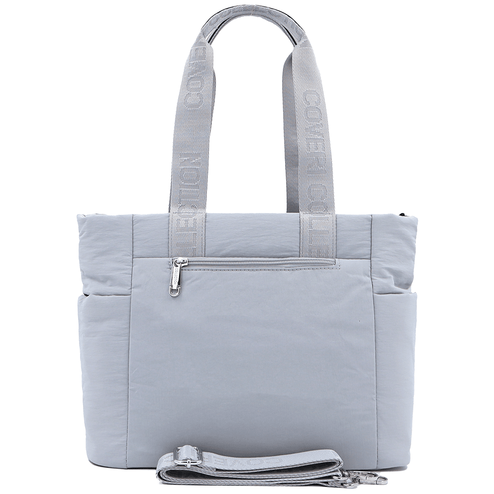 Nagy szövet táska függő pénztárcával - világosszürke