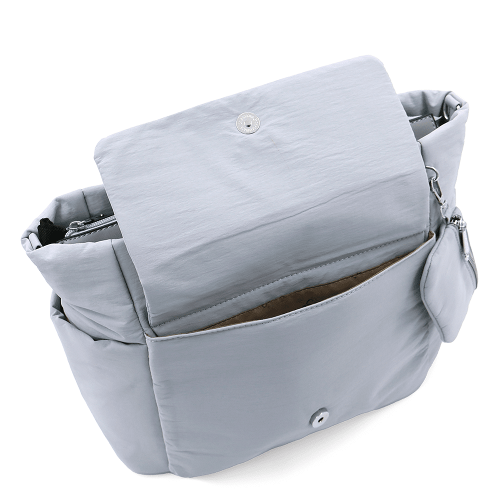 Nagy szövet táska függő pénztárcával - világosszürke