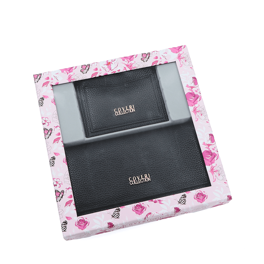 KÉSZLET női pénztárca és kártyatartó - fekete