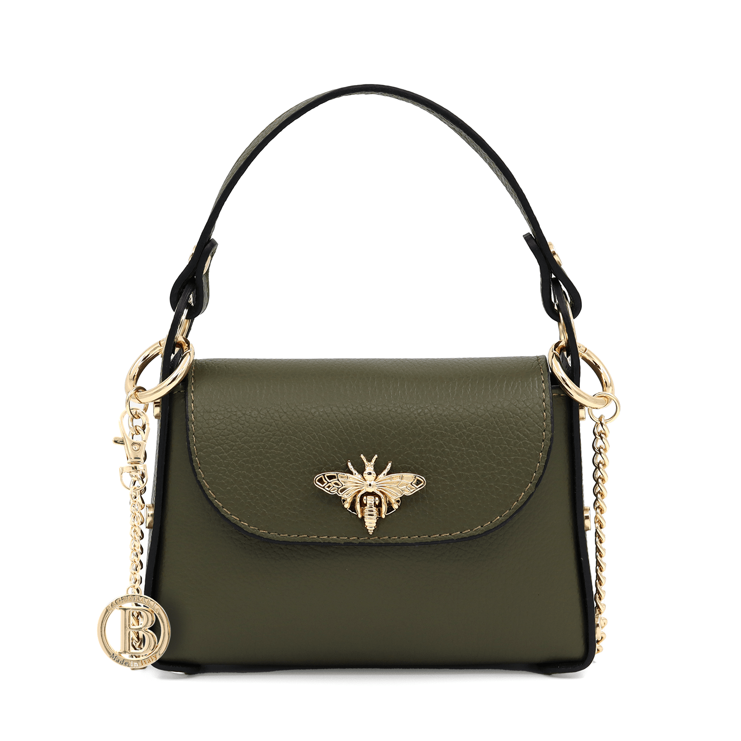 Női táska 2 fogantyúval természetes bőrből Alena  - sötétzöld