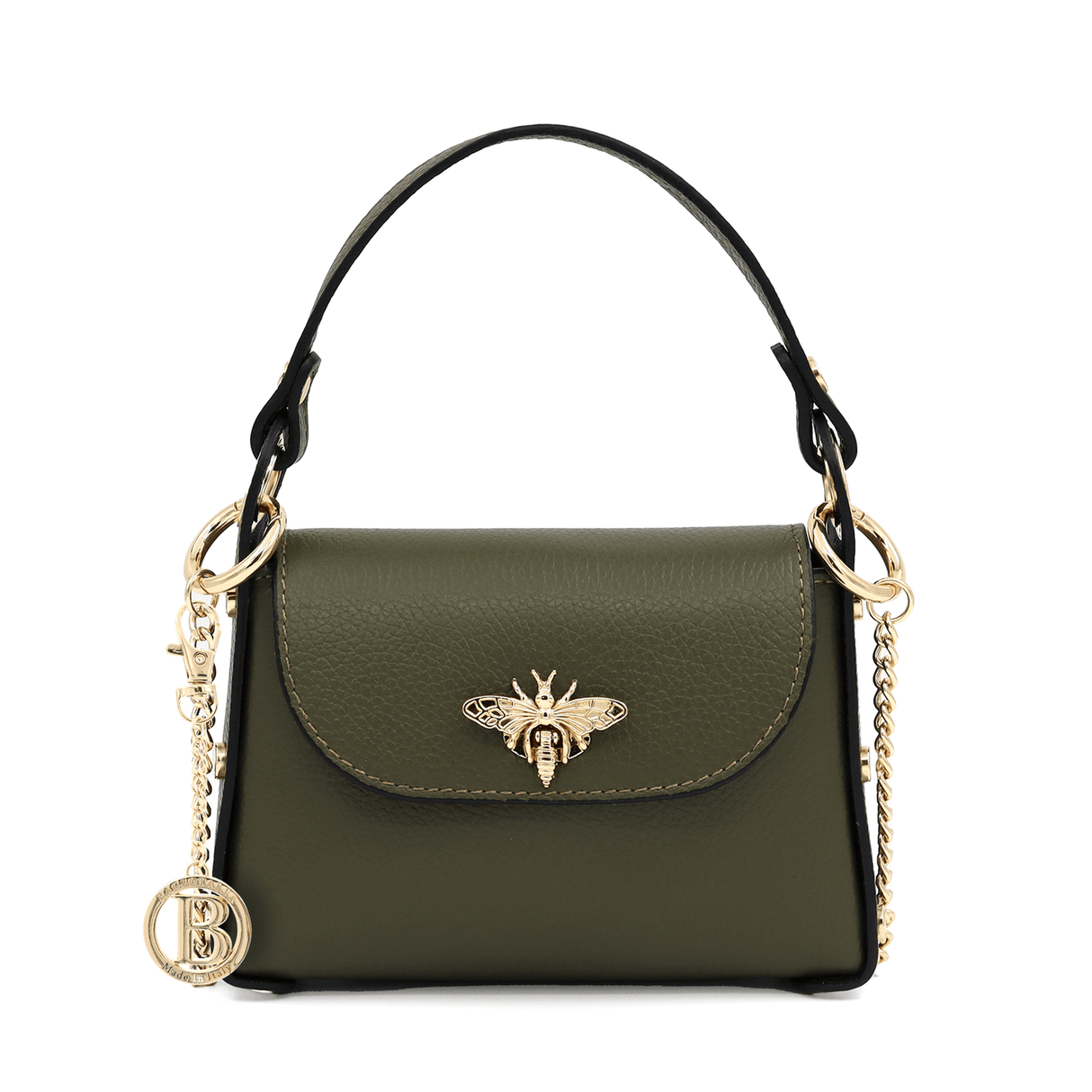 Női táska 2 fogantyúval természetes bőrből Alena  - sötétzöld