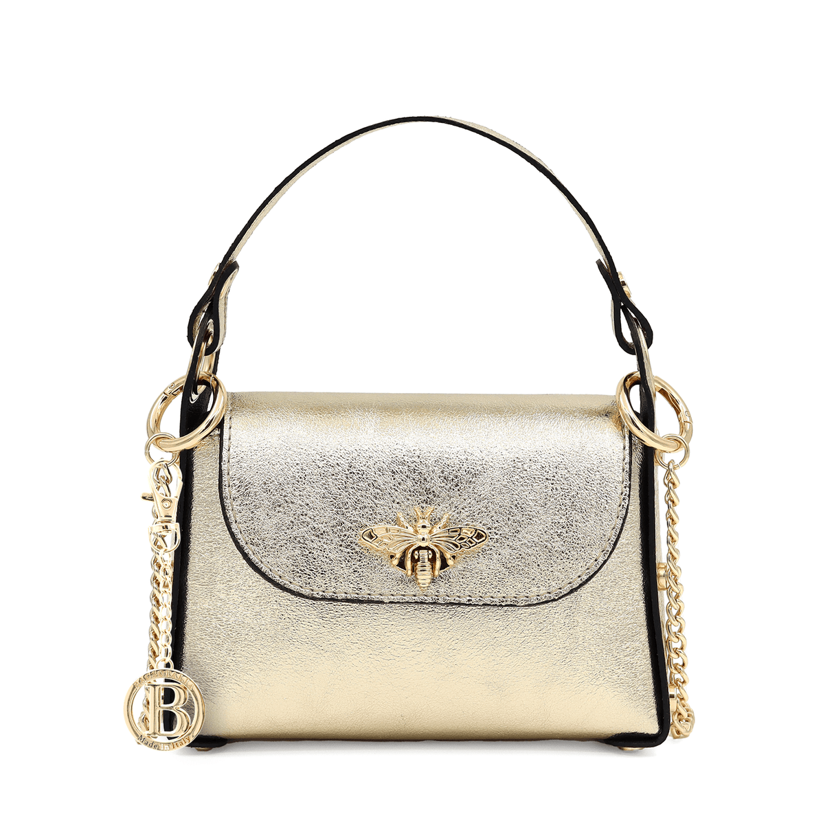 Női táska 2 fogantyúval természetes bőrből Alena - arany