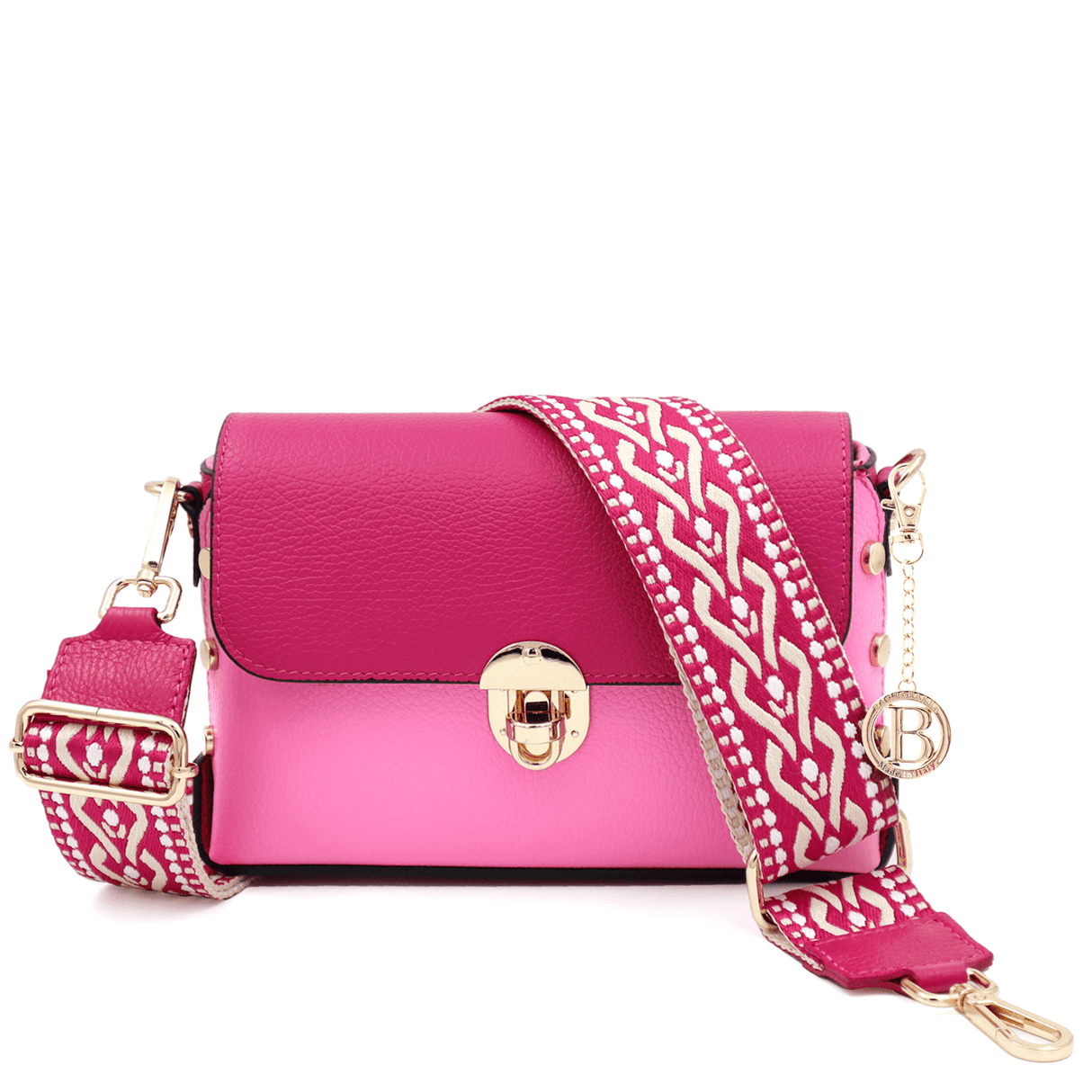 Antoanella női táska természetes bőrből - fukszia