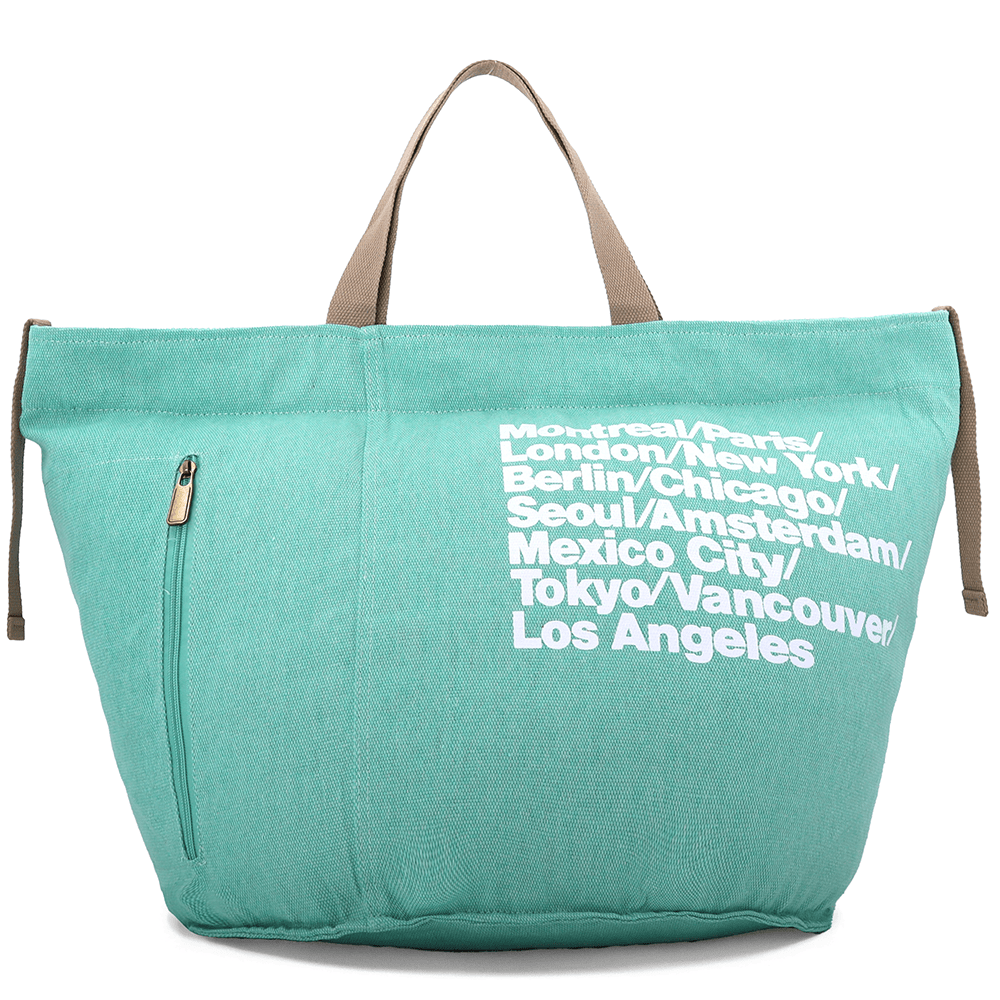 Nagy strandtáska Simona nyomtatással - mentazöld