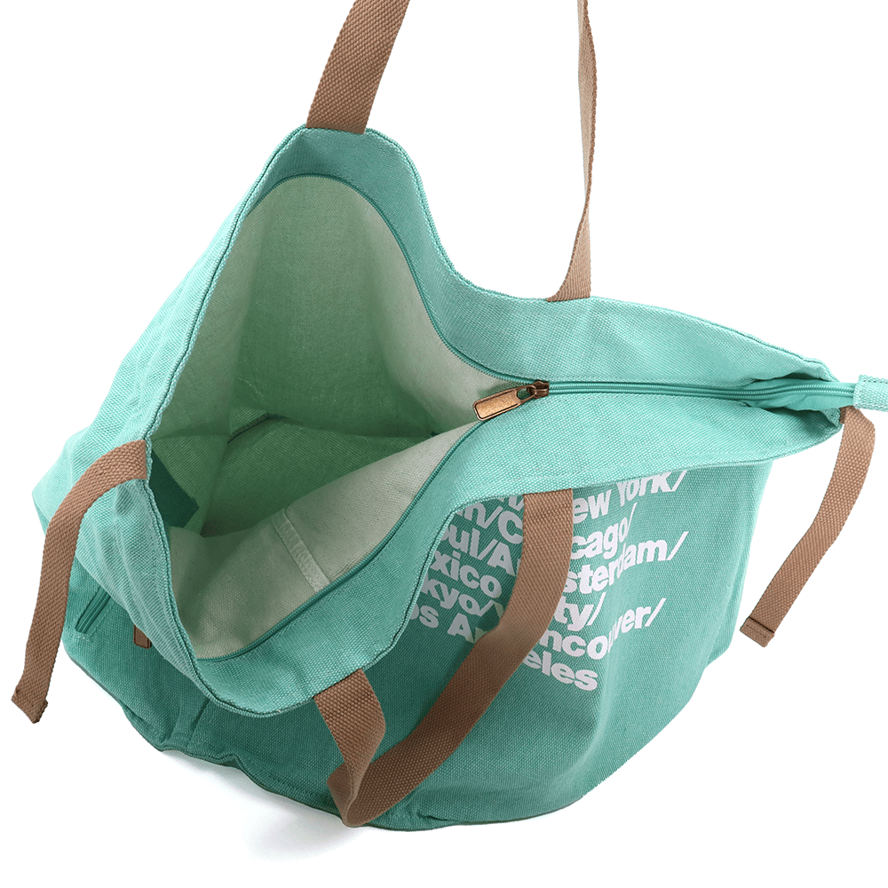 Nagy strandtáska Simona nyomtatással - mentazöld