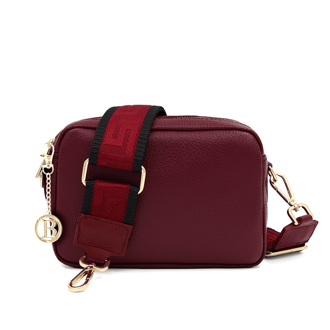 Természetes bőr válltáska 2 fogantyúval - bordó