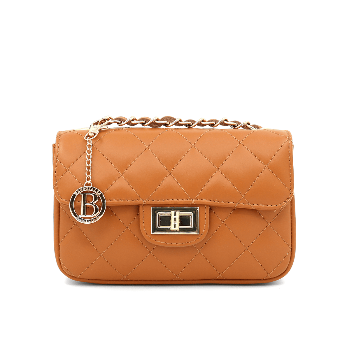 Kapitonált válltáska természetes bőrből Mila - cserépbarna