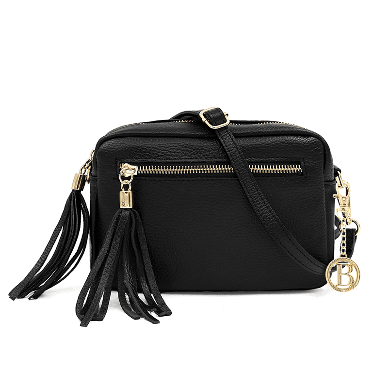 Természetes bőr válltáska - Flavia - fekete