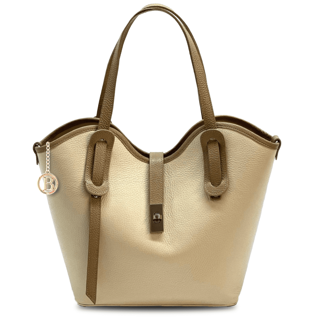 Női táska természetes bőrből Viora - világosbarna / barna