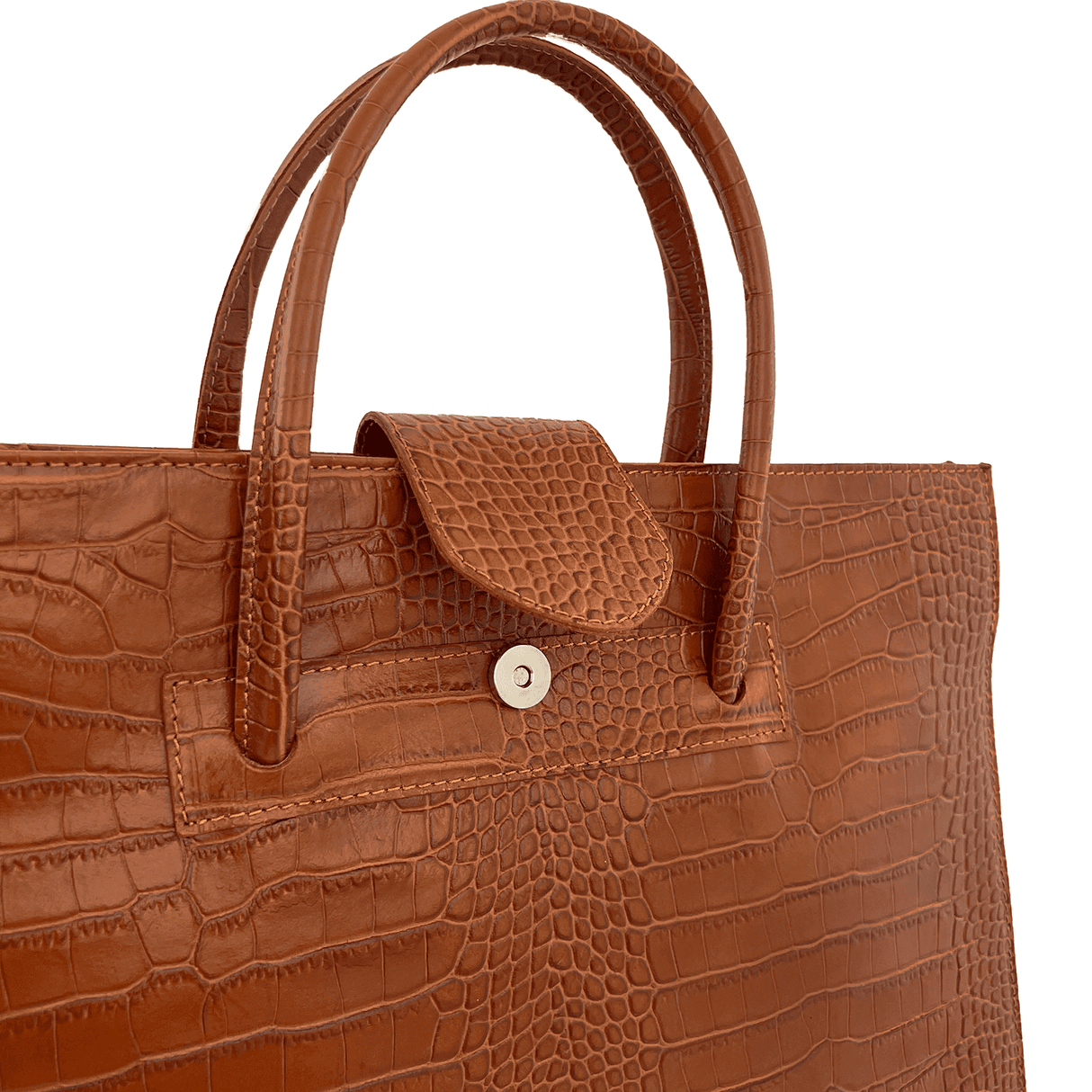 Üzleti táska természetes bőrből, krokodil mintával - cserépbarna