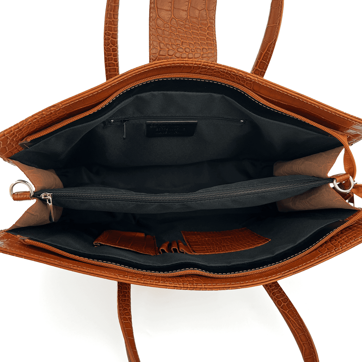 Üzleti táska természetes bőrből, krokodil mintával - cserépbarna