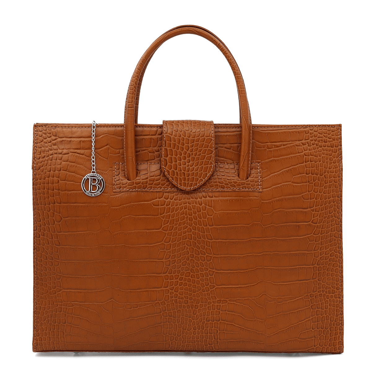 Üzleti táska természetes bőrből, krokodil mintával - cserépbarna