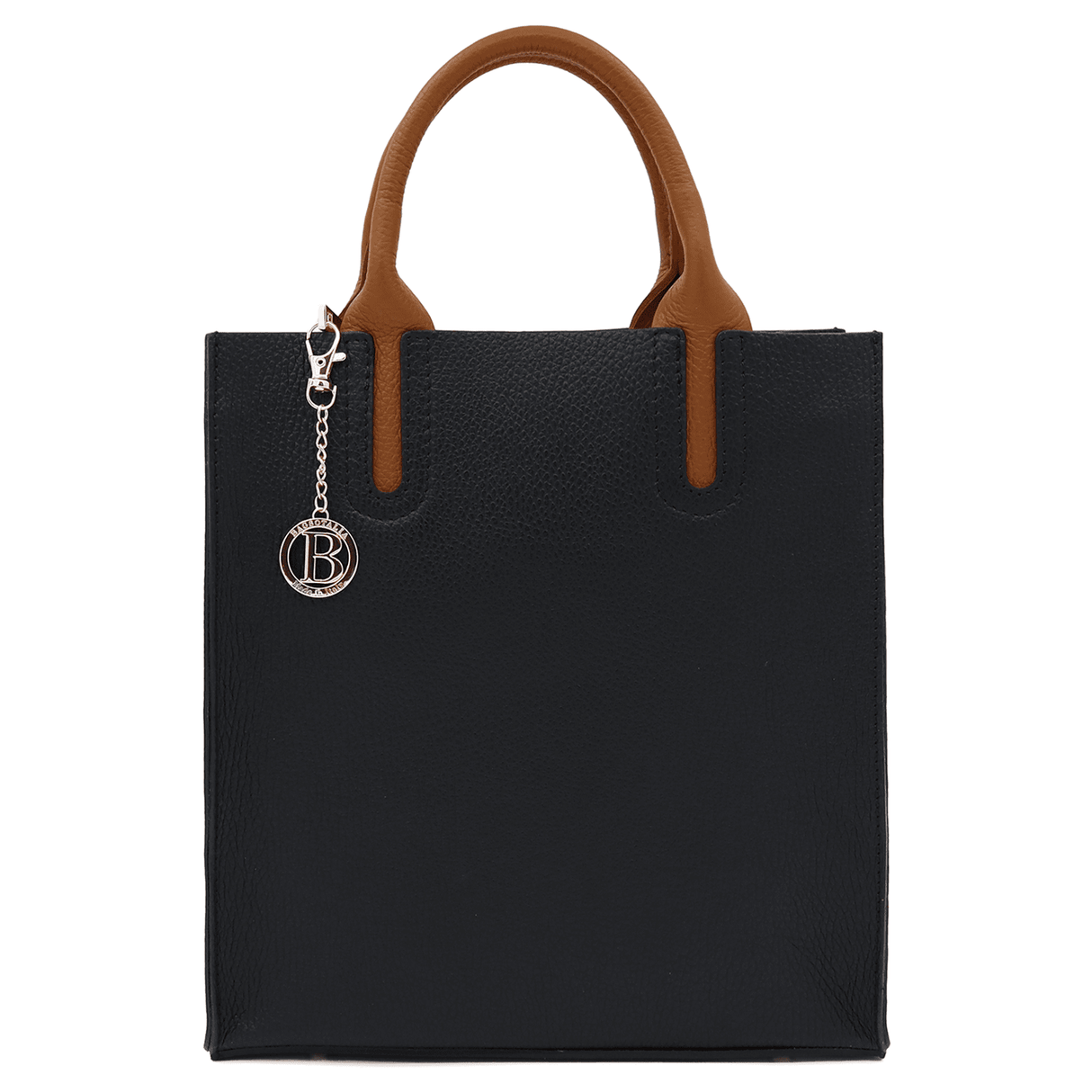 Női táska természetes bőrből Florentina - fekete/téglavörös barna