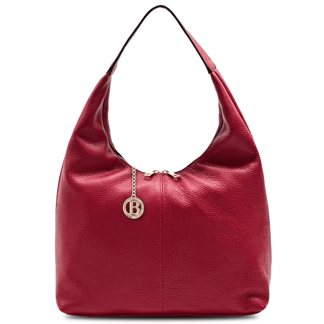 Nagy táska természetes bőrből Danaya - sötétvörös