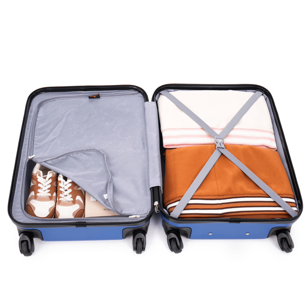 David Jones - Bőröndkészlet mozgatható kerekekkel, 3 méretben - világoskék