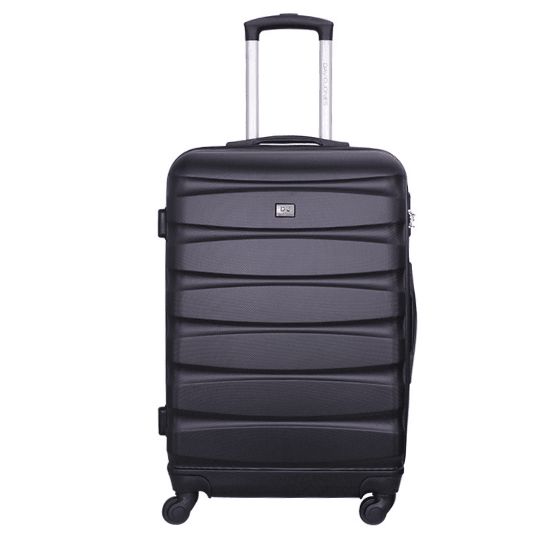 David Jones - Bőröndkészlet mozgatható kerekekkel, 3 méretben - fekete