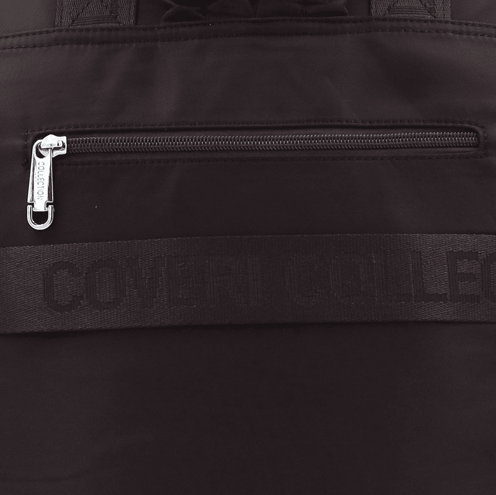 Női hátizsák szövetből, függő pénztárcával - sötétbarna