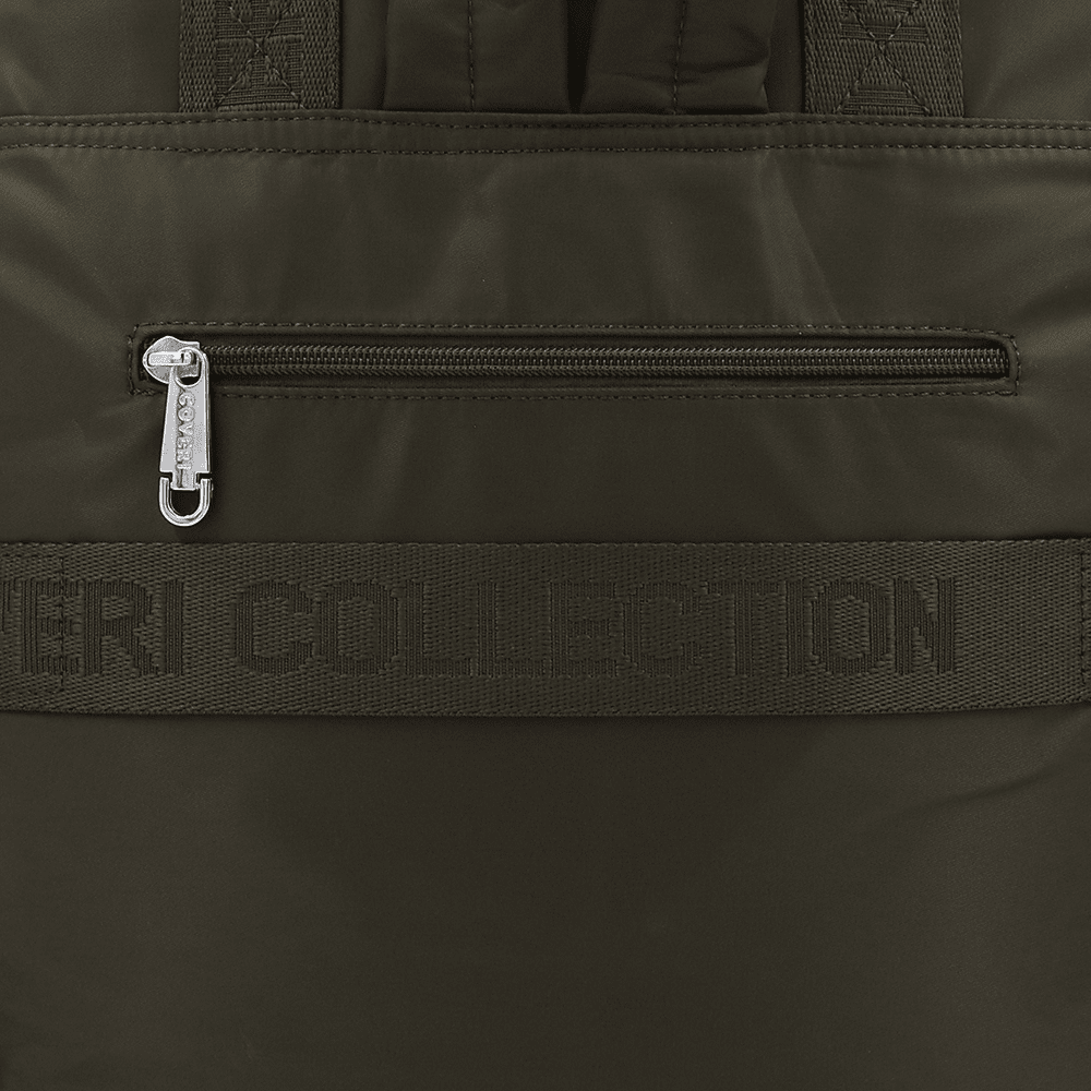 Női hátizsák szövetből, függő pénztárcával - sötétzöld