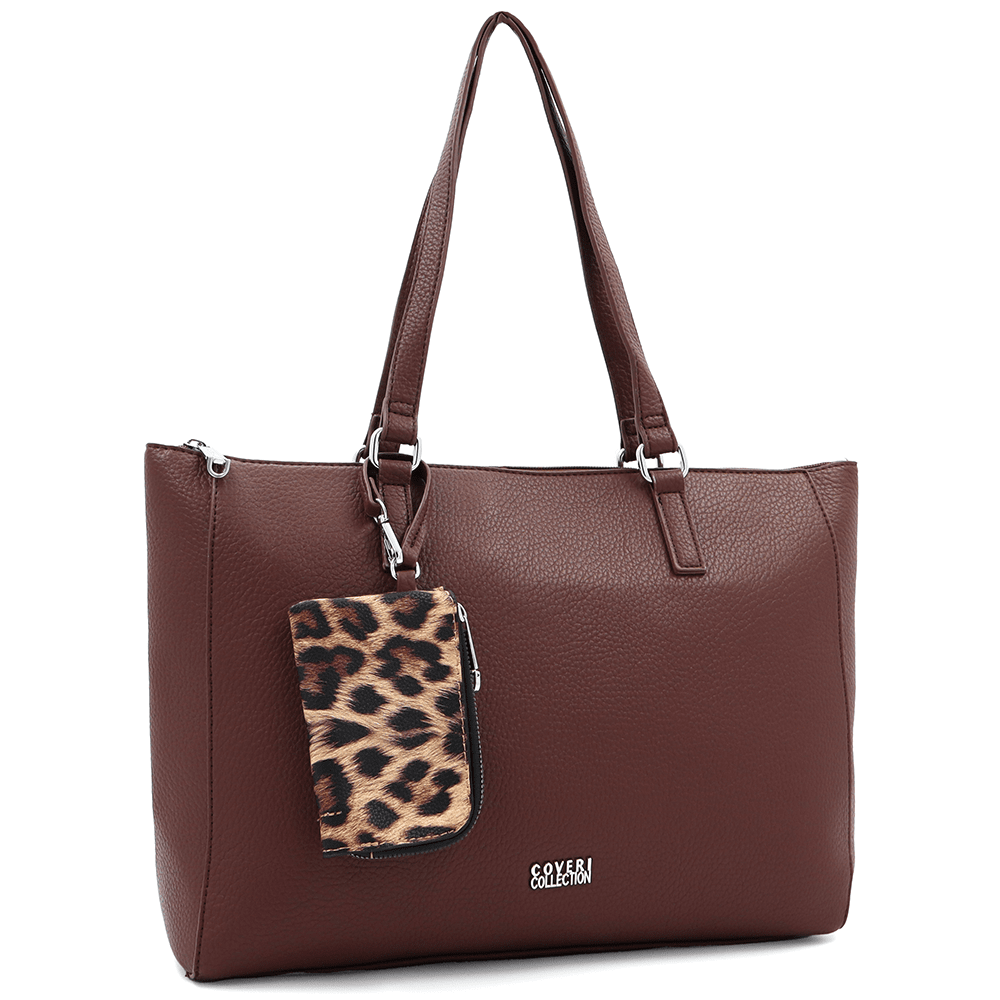 Táska típusú táska függő pénztárcával, leopárd mintás Vanesa - sötétbarna