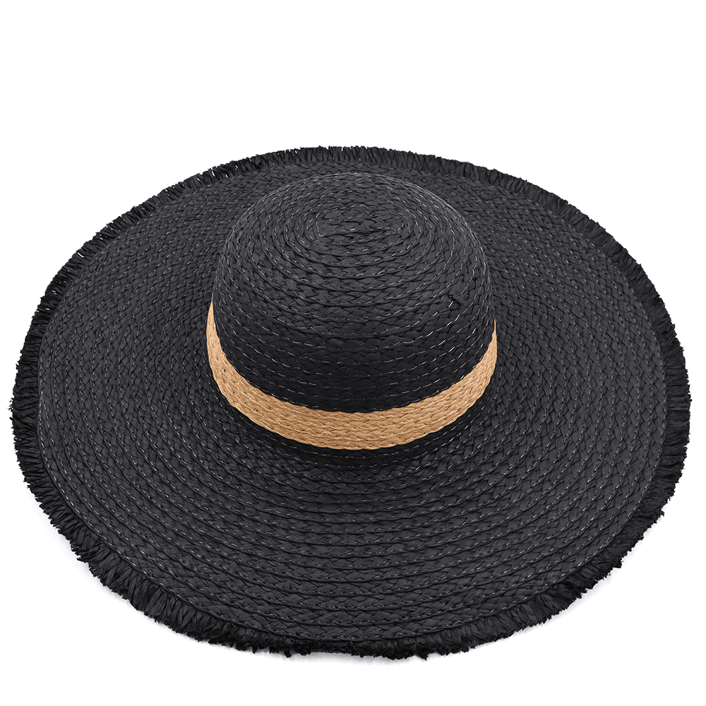 Női szalmakalap - fekete